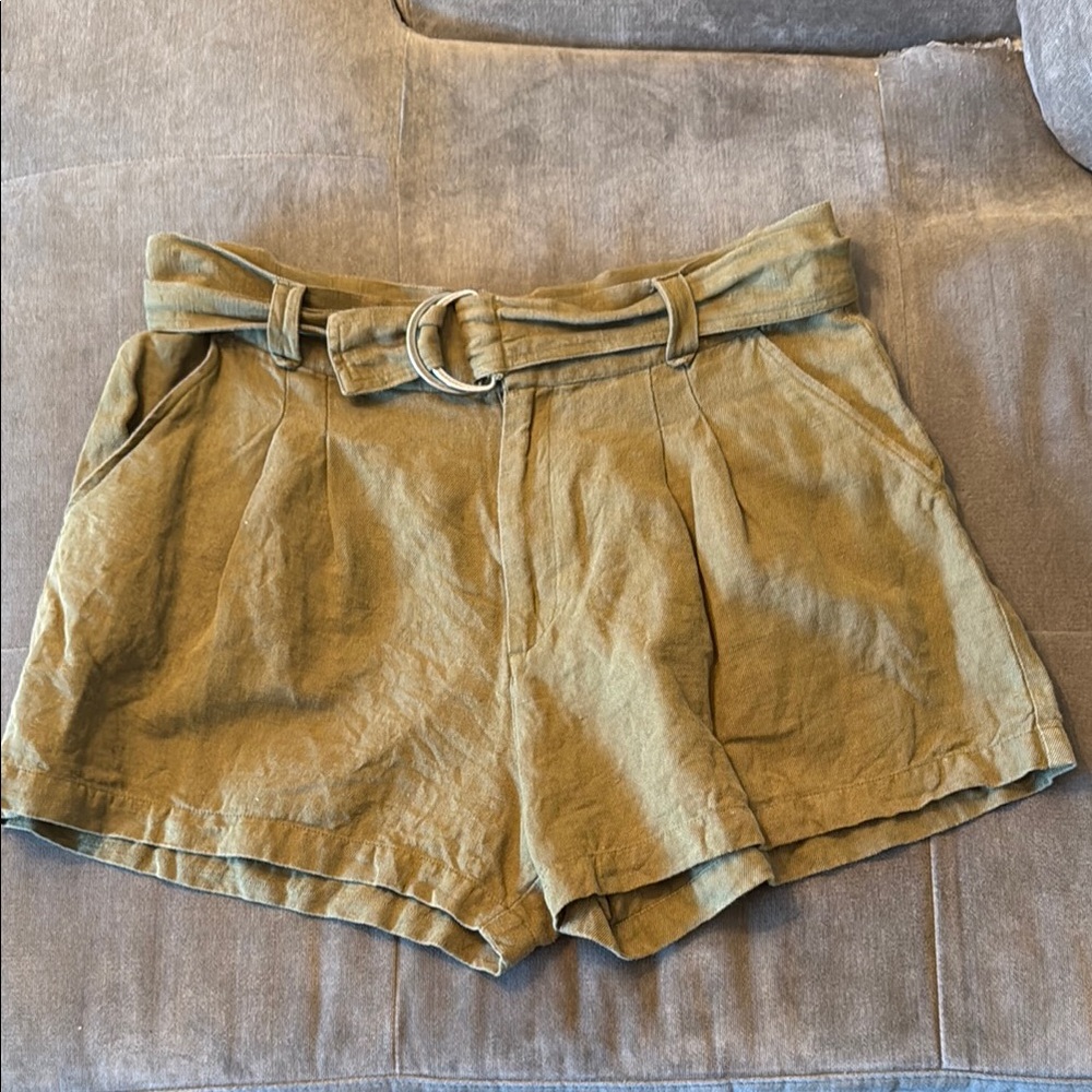 Able Belted High Waist Shorts- Army Green, size 10